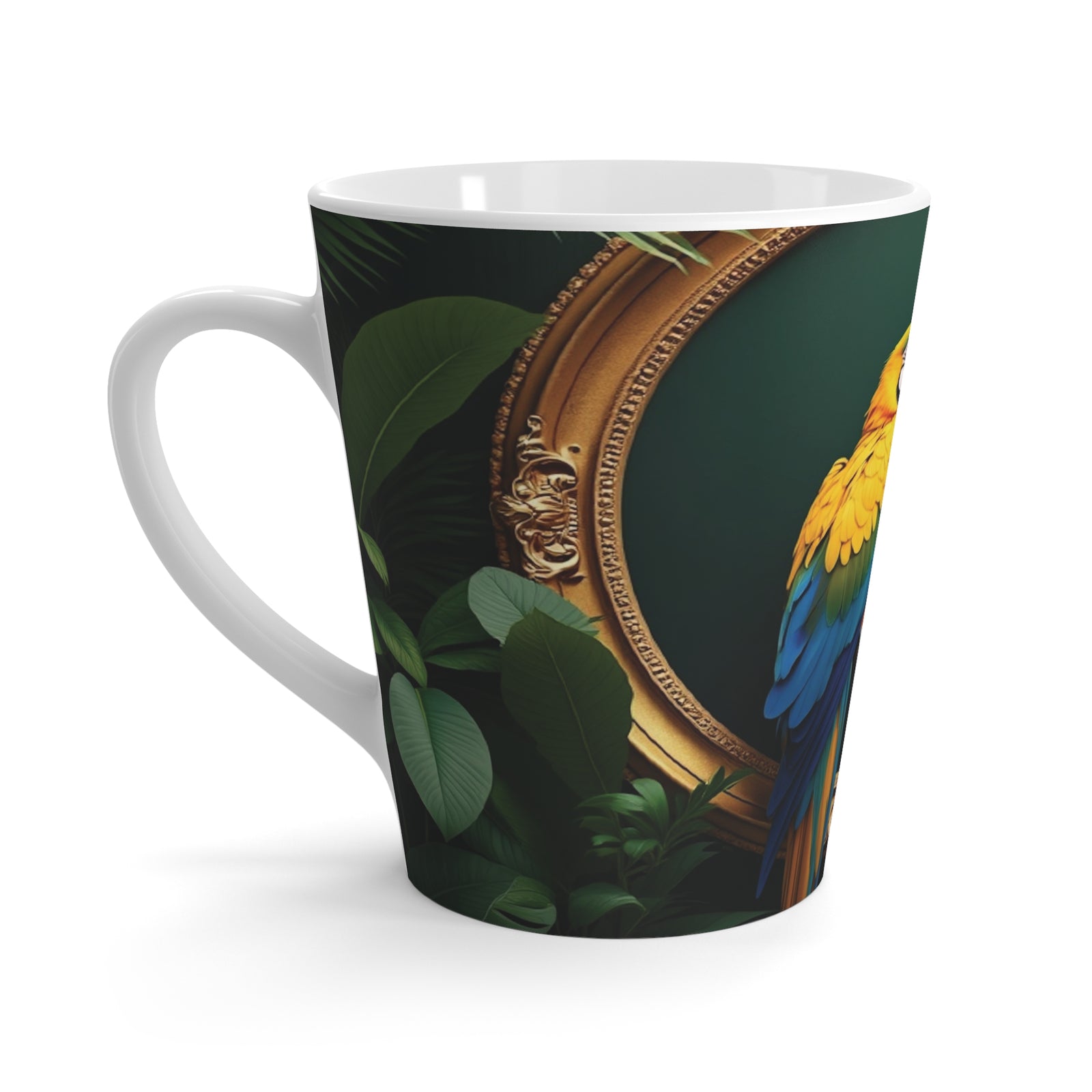 Latte White Mug - Framed Parrot Pair