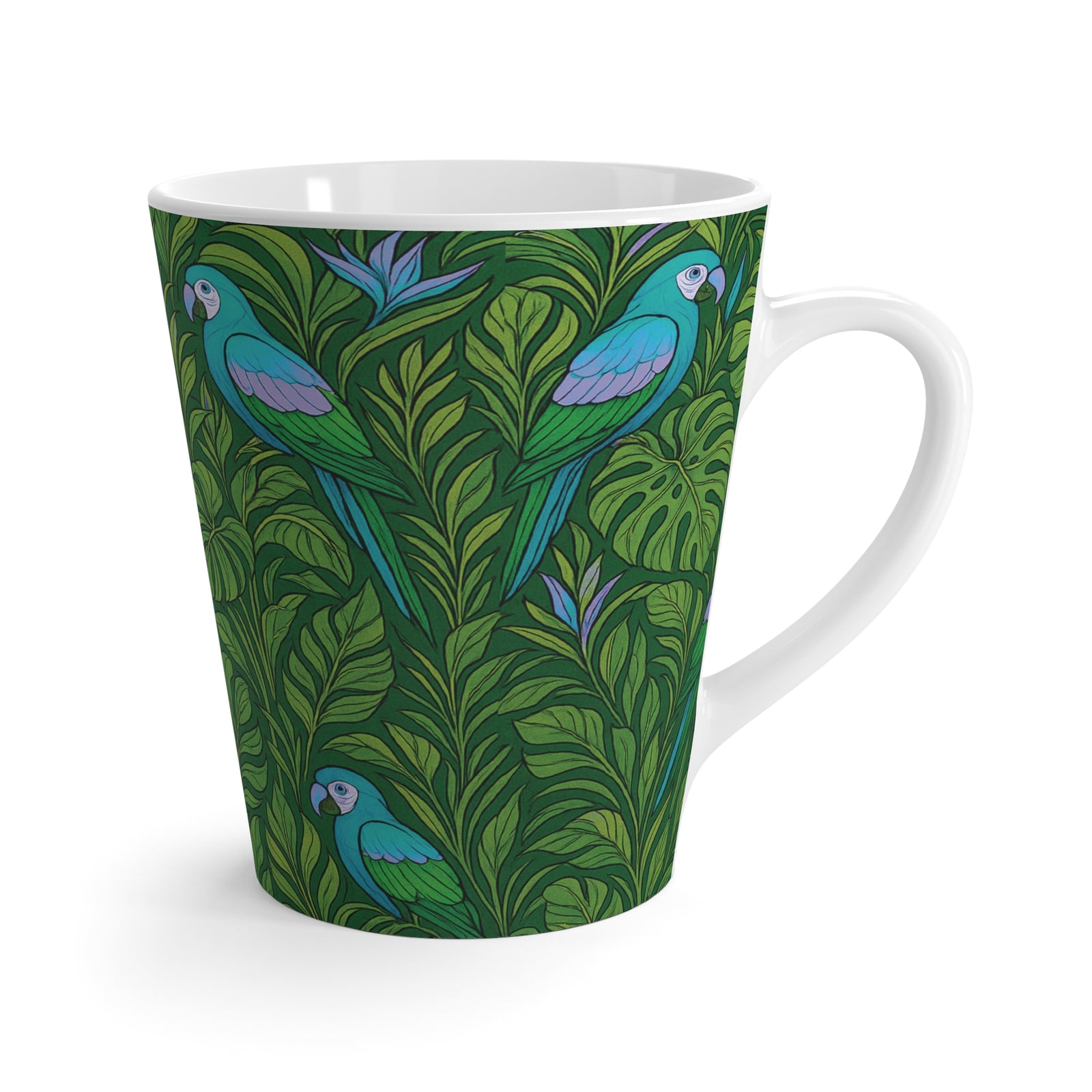 Latte White Mug - Parrot Family/Blue