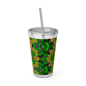 Tropical Tumbler with Straw | 16oz Colorful Travel Cup / Kaleido Orchid