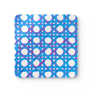 Coaster Set/4-  Chair Wicker, Turquosie