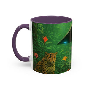 Accent Coffee Mug (11, 15oz), 8 Colors - UFO and Jaguars