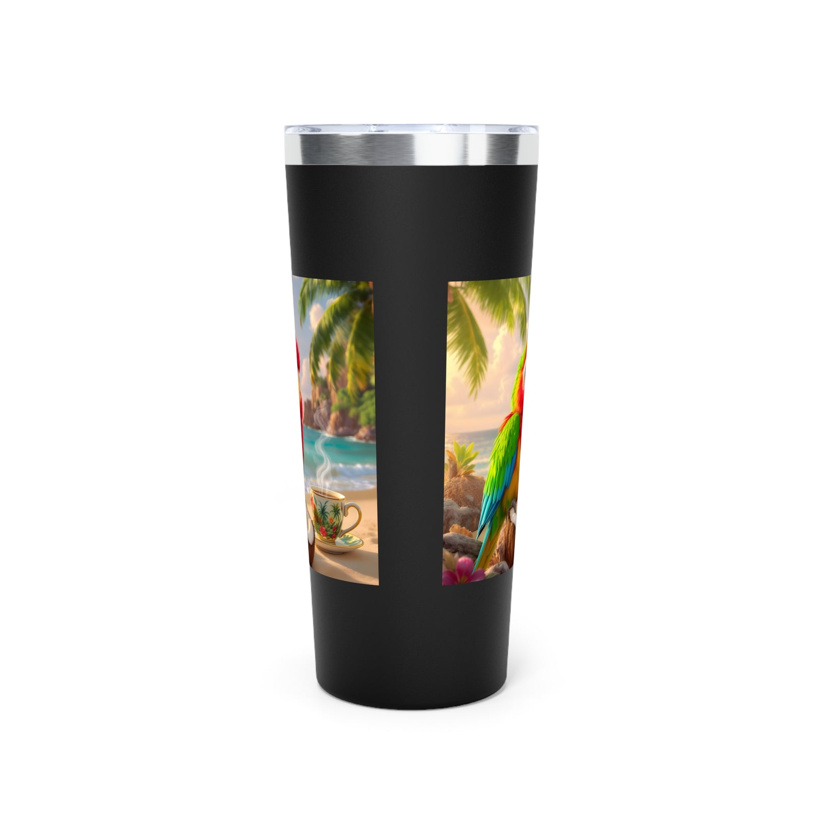 Tiki the Parrot ~ 22oz Insulated Tumbler, Vacuum Copper Travel Cup