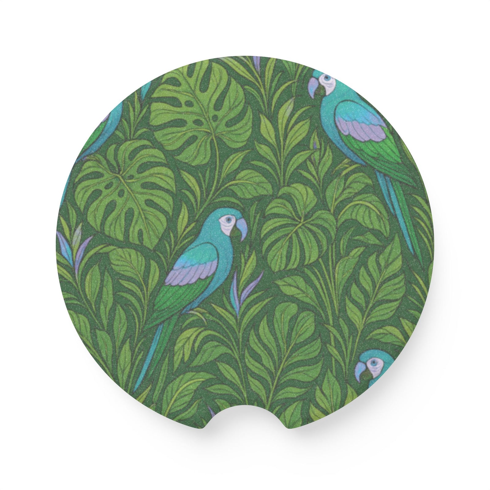 Soapstone Car Coaster - Parrot Familiy, Blue