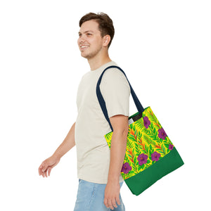 Midnight Flower Lime Tote Bag - 3 Sizes