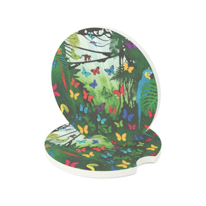 Soapstone Car Coaster — Tropical Jungle Butterflies