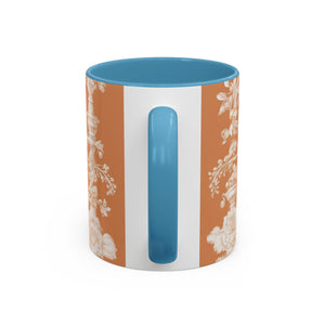 Accent Color Coffee Mug (11, 15oz), Pearl Lady Toile/Melon