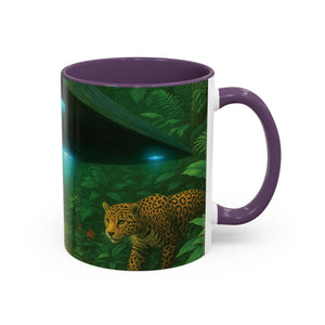 Accent Coffee Mug (11, 15oz), 8 Colors - UFO and Jaguars