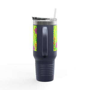 Midnight Flower Yellow Insulated Travel Mug - 40oz - Perfect for Outdoor Adventures