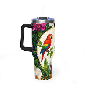 40oz Tropical Coffee Tumbler – Parrot Floral Vacuum Insulated Cup