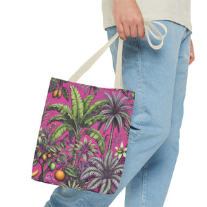 Tropical Fruit/Hot Pink Tote Bag - 3 Sizes