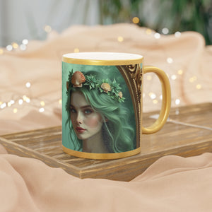 Tropical Metallic Mug, Gold or Silver - Framed Mermaid Princesses