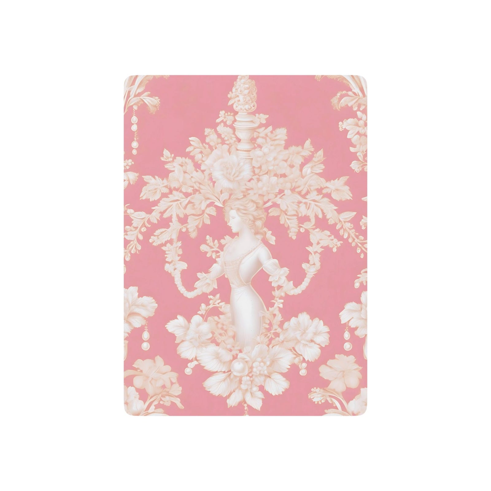 Poker-Sized Playing Cards - Pearl Lady Toile, hibiscus pink