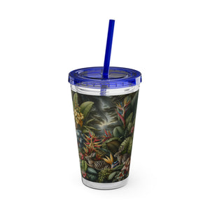 Tropical Tumbler with Straw | 16 oz: Rainforest Rabbit Outing