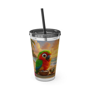 Tropical Tumbler with Straw | 16oz: Tiki the Parrot