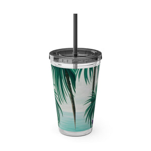 Tropical Tumbler with Straw | 16 oz: Tiny Palm Island
