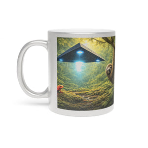 Tropical Metallic Mug, Gold or Silver - UFO & Sloth