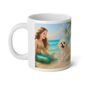Jumbo Mug, 20oz, Puppy Ariel and Mermaid | Tropical Coffee Cup