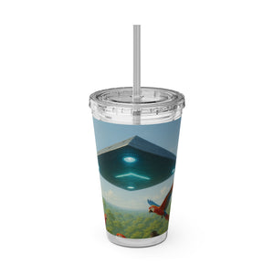 Tropical Tumbler with Straw | 16 oz: UFO and Parrots