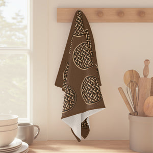 Tropical Microfiber Coffee/Tea Towel — Brown Wicker Buttons