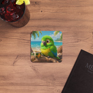 Bulk Hardboard Coffee Coasters — Cute Lulu the Parrot (50/100 pcs)