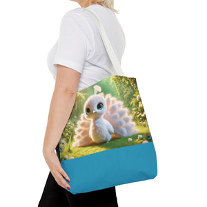 Baby White Peacock Trio Tote Bag - 3 Sizes
