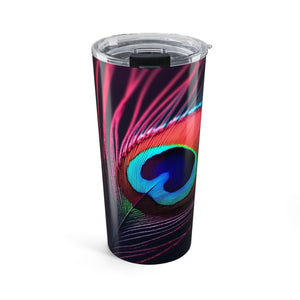 20oz Tumbler ~ Red Peacock Feather Insulated Travel Cup