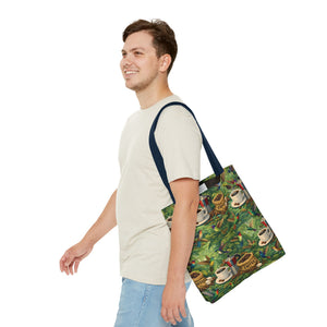 Tropical Hummingbirds & Coffee Tote Bag, Black - 3 Sizes