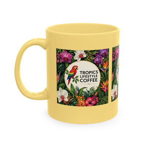 Tropical Coffee Mug, 11 oz — Ceramic Tropics Lifestyle Coffee Colorful Logo