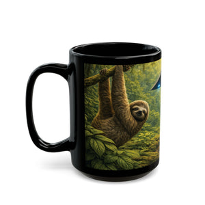 Black Coffee Mug - UFO & Sloth