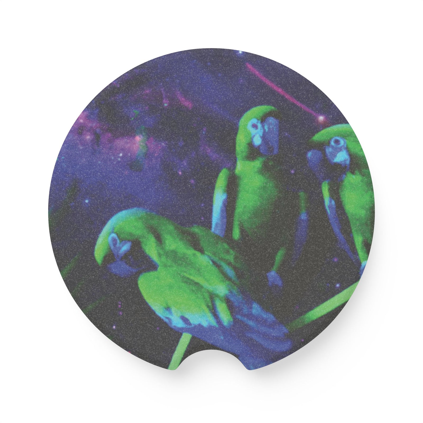 Soapstone Car Coaster - Neon Parrots