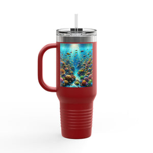 Insulated Travel Mug, 40oz / Busy Coral Reef - Perfect for Outdoor Adventures