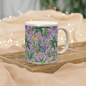Tropical Metallic Mug, Gold or Silver - More Tropi Fruit, Purple