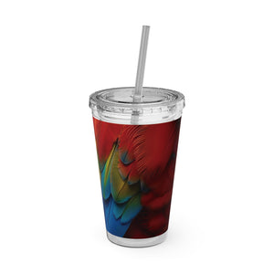 Tropical Tumbler with Straw | 16 oz: Parrot Macaw Feathers
