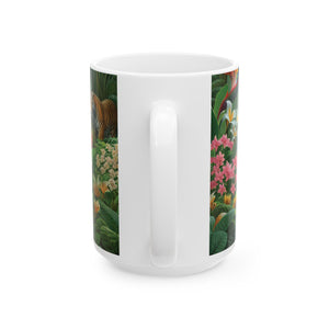 Ceramic White Mug - 11oz & 15oz, Hiding Bunnies