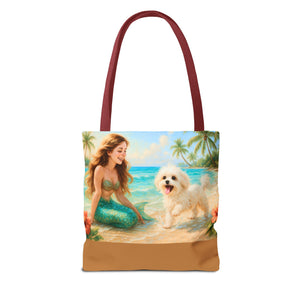 Puppy Ariel and Mermaid Tote Bag - 3 Sizes