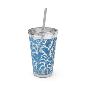Tropical Tumbler with Straw | 16oz Colorful Travel Cup / Rocco Blues