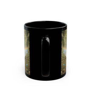 Black Coffee Mug - UFO & Waterfall