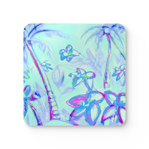 Coaster Set/4 - Tropical Doodles, Blue