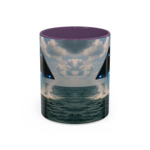 Accent Coffee Mug (11, 15oz), 8 Colors - UFO and Dolphin