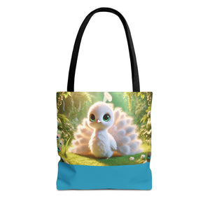 Baby White Peacock Trio Tote Bag - 3 Sizes