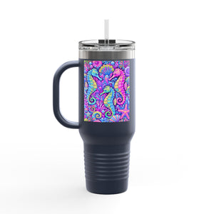Seahorses/Fantasy Pop nsulated Travel Mug - 40oz - Perfect for Outdoor Adventures