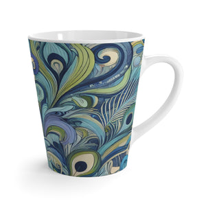 Latte White Mug - Feather Currents Blue