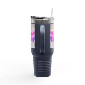 Insulated Travel Mug, 40oz / Floral Two Fuchsias, Gothic - Perfect for Outdoor Adventures
