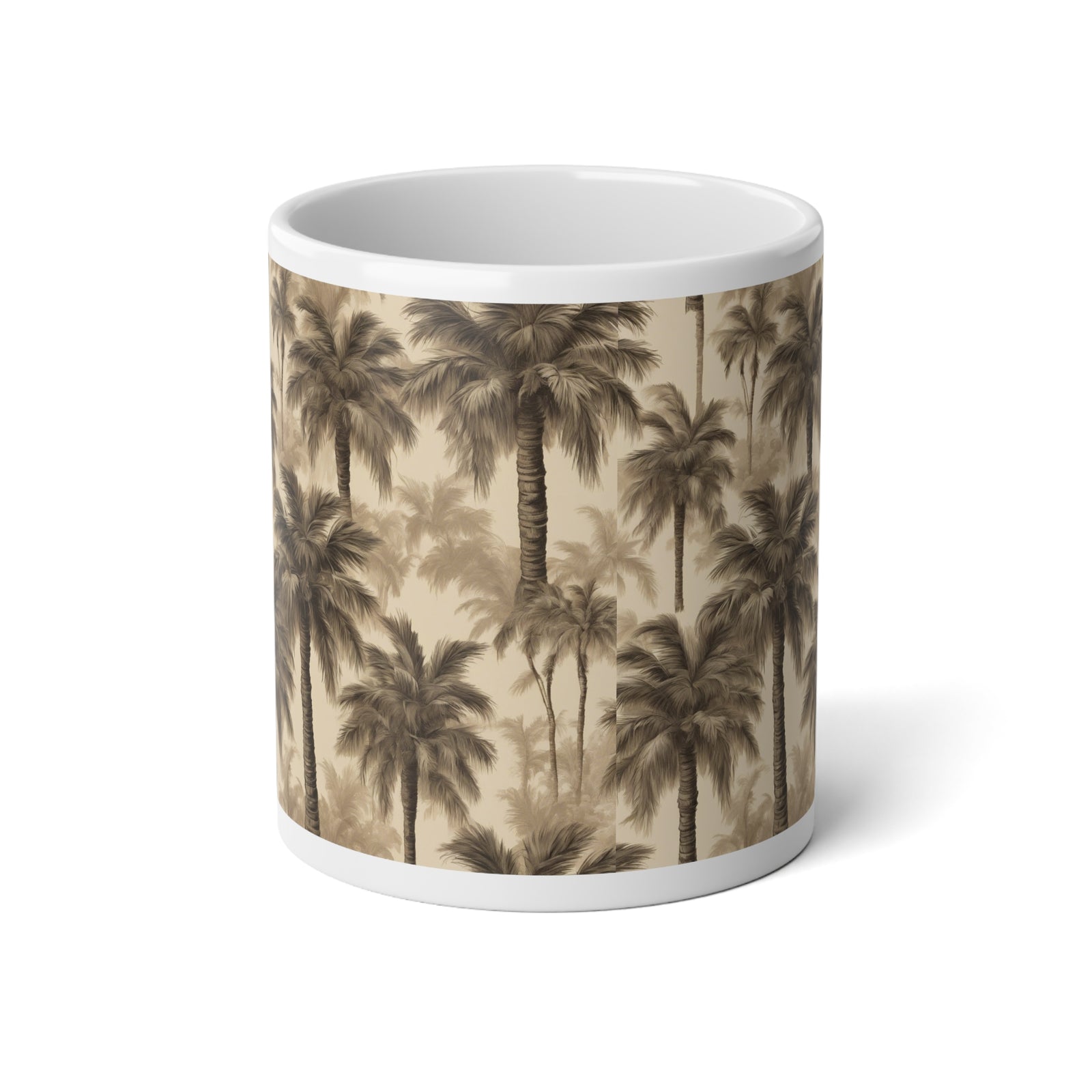 Jumbo Mug, 20oz, Lisa's Fluffy Palms | Tropical Coffee Cup, Gift for Beach Lovers