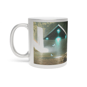 Tropical Metallic Mug, Gold or Silver: UFO & Waterfall