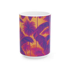 Ceramic White Mug - 11oz & 15oz, Palm Serenity, Pop