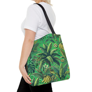 Tropical Palms & Bananas Tote Bag, Green - 3 Sizes