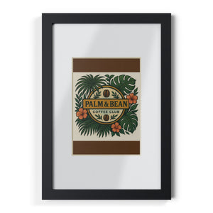 Tropical Framed Poster — Palm & Bean Coffee Club, Brown