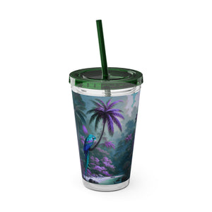 Tropical Tumbler with Straw | 16 oz: Sleeping Parrot, Fantasy