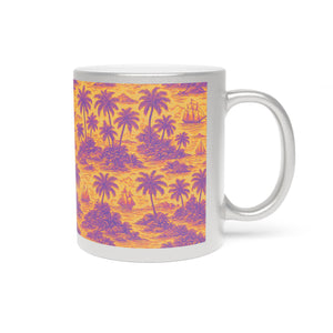 Tropical Metallic Mug, Gold or Silver - Tropical Trip Toile, Purple/Orange